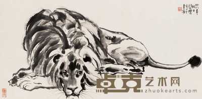 徐悲鸿 1939年作 醒狮 镜心 51.5×102.5cm